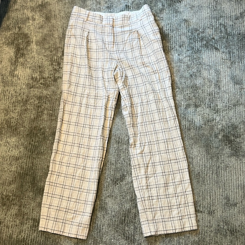 Sezane size 38 textured check/grid pants
